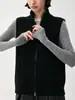Colete de malha com zíper duplo e gola alta estilo "old money" francês para mulheres, peça de outer wear casual para camadas de outono