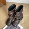 Botines Apilados Versátiles para Mujer Botas de Mezclilla con Hebilla Retro Botas de Verano Moda Femenina del Oeste Estilo Europeo Americano 2026 Remaches