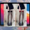 Medias Sexy Negras con Borde Rojo Red Ins Medias Sexy Negras Delgadas de Muslo Pura Pasión Calcetines Largos Hasta la Rodilla