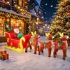 Novo rena inflável de Natal transfronteiriço iluminado puxando o Papai Noel decoração inflável para quintal externo modelo inflável