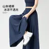 Pantalones Falda de Verano Finos de Cintura Alta Fluidos para Personas Altas Largos Talla Grande Adelgazantes de Pierna Ancha