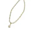 Collar con colgante de cuentas retorcidas de doble capa estilo francés para mujer, nuevo modelo 2026, cadena de clavícula de alta gama, accesorio de nicho de lujo ligero