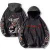 [Código Europeo Transfronterizo] Sudadera Berserk para Hombre Estampado Gótico Sudadera Lavada Retro Ropa Urbana Hip-Hop Calidad