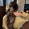 Horquilla con lazo de leopardo de alta calidad para mujer, elegante tocado de alta gama, con lazo de media horquilla y clip superior de primavera.