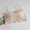 Top de Tubo Base Sin Costuras de Seda Helada Transfronterizo, Body Anti-deslizamiento, Espalda Hermosa, Chaleco de Tirantes Envolvente para el Pecho con Almohadilla para el Pecho, Ropa Interior para Mujer