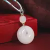 Jade Dorado Natural de Seda de Xinjiang Hebilla de Seguridad Candado de Seguridad Infantil Collar Colgante para Suéter de Hombre y Mujer Piedra de Jade Blanco Marca No Importa
