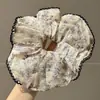 Elástico de Cabelo Oversized Estilo Coreano Intestino de Porco, Corda de Cabelo Versátil com Renda de Bolinhas, Elástico para Rabo de Cavalo Alto, Elástico de Borracha, Acessório de Cabelo de Alta Qualidade