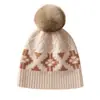 Gorro de cachemira para mujer 100% cachemira pura otoño e invierno nuevo jacquard protección para las orejas tejido cálido hilo con pompón gorro para el frío