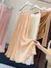 Elegante falda de malla plisada estilo francés para mujer, otoño 2026, de cintura alta, con caída, línea A adelgazante, falda plisada de dobladillo ancho