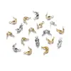 Fecho de Argola Dupla Preserva-Cor Banhado a Ouro 18K Clipe de Posicionamento de Contas Acessórios Conector de Ponta para Pulseira Colar DIY