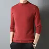 Otoño/Invierno Nuevo Lavable a Máquina para Hombre Color Liso Casual Versátil Tejido de Punto Cuello Semi Alto Capa Base Suéter Talla Grande
