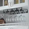 Estante para copas de vino debajo del gabinete colgador de almacenamiento de vidrio organizador colgante de metal Barra cocina 4 filas Negro