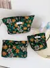 Bolsa de Cosméticos Floral Vintage Estilo Hepburn Gran Capacidad Bolsa de Almacenamiento para Cuidado de la Piel Bolso de Mano Portátil Bolsa Interior de Viaje