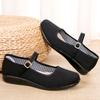 Versión Mejorada de los Zapatos Tradicionales de Tela de Pekín para Mujer, Zapatos de Trabajo Planos Negros, Boca Baja, Cierre de Hebilla, Superficie de Tela Pura