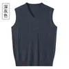 Chaleco de Lana Nuevo Estilo Otoño e Invierno para Hombres de Mediana Edad y Mayores Chaleco de Punto sin Mangas Jersey Pullover Jacquard Liso Fabricante