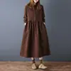 Vestido de Mujer de Manga Larga, Largo Medio, Adelgazante, de Moda, Holgado, Versátil, Talla Grande, Nuevo para Otoño 2026, con Cuello de Solapa