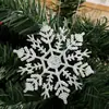 Decoraciones Navideñas Nuevas Transfronterizas Copo de Nieve con Polvo de Plástico de 10 cm Decoración para Árbol Suministros Navideños Colgante