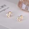 Aretes sencillos para mujer, modernos, combinan con todo, con incrustaciones de flor y diamante, para el cartílago de la oreja, no necesitan perforación, aretes de rosca para dormir