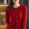 Cárdigan de punto para mujer 2026, Abrigo de cuello redondo, Suéter, Nuevo estilo primavera y otoño, Holgado, Moderno, Corto, Camiseta básica elegante