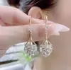 Nuevos Aretes de Corazón Azules Completamente Diamantados Estilo Francés, Diseño de Nicho de Celebridad de Internet Coreana, Aretes de Moda y Elegantes para Mujer