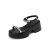 Sandalias de Moda de Plataforma con Tacón de Cuña de Estilo Nuevo para Exportación Europea y Americana 2025 con Tira Única para Aumentar la Altura, Punta Abierta, Suela de Plataforma, Correa Trasera, Tallas Grandes y Pequeñas