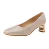 Zapatos de Boda Zapatos de Novia 2026 Primavera y Otoño Nuevos Estilo Socialité Elegante con Punta Cuadrada Francesa Lujo Ligero Nicho Versátil Tacones Altos
