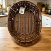 Prato de Frutas Oval de Rattan Sintético, Cesta de Lanches de Barraca de Hotel, Bandeja de Lanches Trançada Criativa
