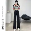 Jeans Vintage Slim de Perna Reta para Mulheres, Outono e Inverno, Forrado com Lã, Corpo em Formato de Pera, Cobre o Quadril, Emagrecimento, Caimento Fluido, Calça de Perna Larga Estendida
