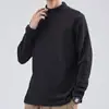 Camiseta interior de terciopelo alemán de doble cara para hombre, otoño e invierno, color liso, cuello semi-alto, manga larga, camiseta térmica calefactora, primera generación de pelo