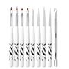 Set de herramientas para arte de uñas 8 patrón cebra pluma para uñas pequeño empujador de acero empujador de cutícula set de pluma de tallado set de pluma de taladro
