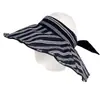 Visera de Moda a Rayas de Ala Ancha para Mujer, Nuevo Estilo de Verano, Sombrero con Protección Solar que Cubre el Rostro, Sombrero de Tela para el Sol para Vacaciones y Viajes Diarios
