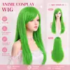 Pelucas europeas y americanas de 80 cm, flequillo largo de colores, cabello largo y liso, pelucas de cosplay de anime, extensiones de cabello de fibra sintética de alta temperatura