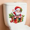 Navidad Dibujos Animados Papá Noel Caja de Regalo Pegatina para Tapa de Inodoro Baño Tapa de Inodoro Atmósfera Festiva Pegatina Decorativa
