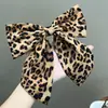 Pinza para el Cabello con Lazo Grande Estampado de Leopardo Transfronterizo Europeo y Americano Pinza de Resorte para el Cabello Semi-atado para Mujer Accesorios para el Cabello Pinza Completa de Diamante