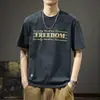 Camiseta Masculina Retro Americana Gola Redonda Manga Curta Marca da Moda Solta Tamanho Grande Ins Marca da Moda Manga Curta Verão Camiseta Fina Top