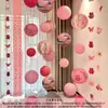 Decoración Rosa para Habitación de Boda con Cadena Larga de Palabras Felices, Farolillos, Cascada, Mariposas, Fondo de Decoración de Boda para la Habitación de la Novia y la Sala de Estar