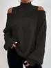 Novedad Otoño/Invierno 2026 Hombros Descubiertos Cuello Semi Alto Estilo Europeo y Americano Suéter de Punto Holgado Oversize para Mujer Suéter de Punto Transfronterizo para Mujer Fabricante En Stock