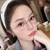 Exquisito Marco de Gafas Ultra Ligero Redondo Estrecho Pequeño para Mujer con Alto Nivel de Deseo Puro Sin Maquillaje Gafas Anti Luz Azul con Graduación Gafas para Miopía