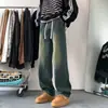 Jeans masculinos da moda, perna reta, corte solto, estilo de rua americano, nova coleção outono/inverno, calças compridas retrô