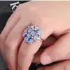 Anillo de Flor Pequeña de Cerámica con Pedrería, Joyería Coreana, Regalo Lindo Popular, Anillo Abierto Ajustable de Taobao