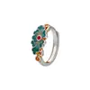 Anillo de Plata de Ley Plata Pura 999 Nuevo Estilo Chino Rosa Floral Esmalte Dorado Elegante Abierto Lujo Ligero Anillo para Dedo Índice