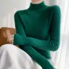 Novedad Camiseta Básica de Punto Fino de Cachemir Puro Color Sólido Cuello Semi-Alto con Cordón Ajustable Corte Entallado Adelgazante Suéter de Punto Clásico