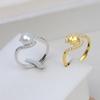 Anillo abierto de plata S925 para mujer, ajustable, talla 7-8, con perla, accesorios de bricolaje, bandeja vacía, 60 unidades