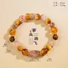 Pulsera de Cristal Súper Siete Tesoros Múltiples Negro Dorado Natural con Cuentas para Niñas Lujo Ligero Alta Gama Pulsera de Cristal Torre Amarilla Estilo Popular Venta al por Mayor