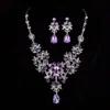 Fábrica Huailang Yiwu joias de noiva borboleta colar de gota grande conjunto de brincos joias de casamento acessórios de véu de casamento