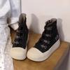 Zapatos de Lona de Caña Alta y Suela Gruesa para Mujer, Estudiantes para Aumentar la Altura de Primavera y Otoño, Zapatos Versátiles de Punta Redonda, Tenis Casuales para Mujer