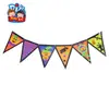 Decoración de Halloween hecha a mano DIY bandera triangular colgante Bandera colgante de pintura para niños Decoración de Halloween bandera colgante Calabaza con luz