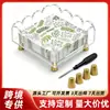 Porta servilletas acrílico transparente ondulado transfronterizo con patas de metal dorado adecuado para servilletas estándar de 6.5x6.5 pulgadas
