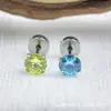 Astmf-136 Aleación de Titanio Redondo Pastel Rosca Externa Zirconia Pendientes G23 Titanio Rosca Interna Zirconia Pendientes Joyería Cabeza