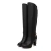 Botas de cano alto de comércio exterior, botas de cavaleiro, botas over-the-knee de salto quadrado, botas de cano até o joelho, botas femininas tamanho grande 43, botas Martin